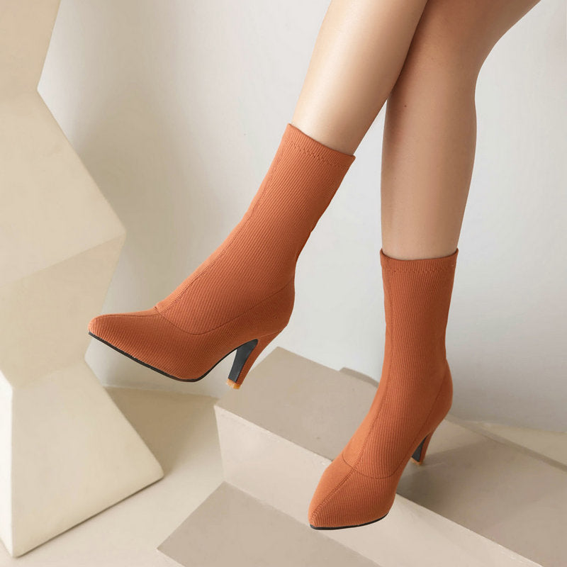 Pointed-toe Stylish Stiletto Heels With A Sophisticated Boot Design For Women