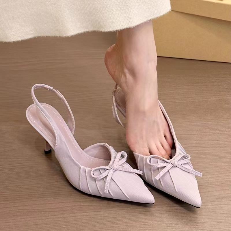 Female Solid Color Casual Bow-tie Toe-closed Sandals