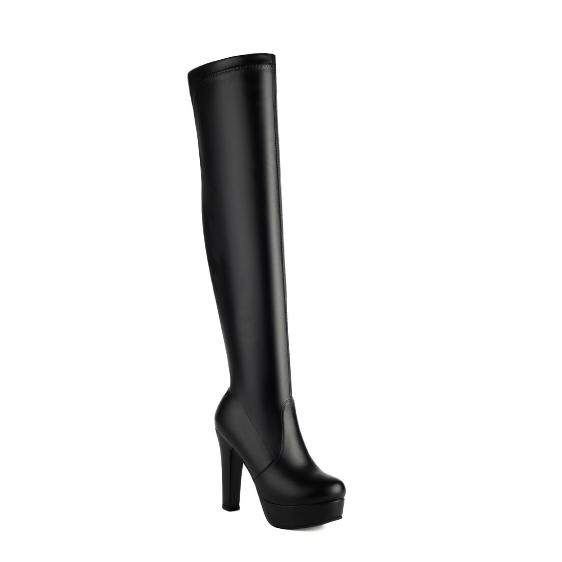 Womens Round-toe Chunky-heeled Over-the-knee Boots
