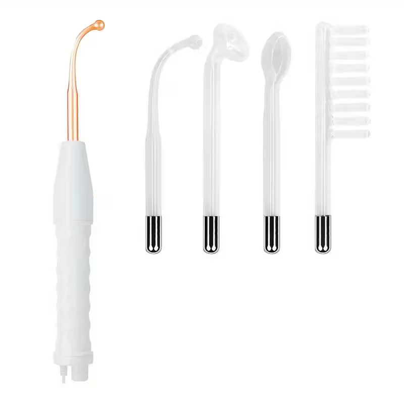 Portable 4-in-1 Facial & Body Care Wand with Neon Light Therapy – Handheld Light Beige Skincare & Massage Device