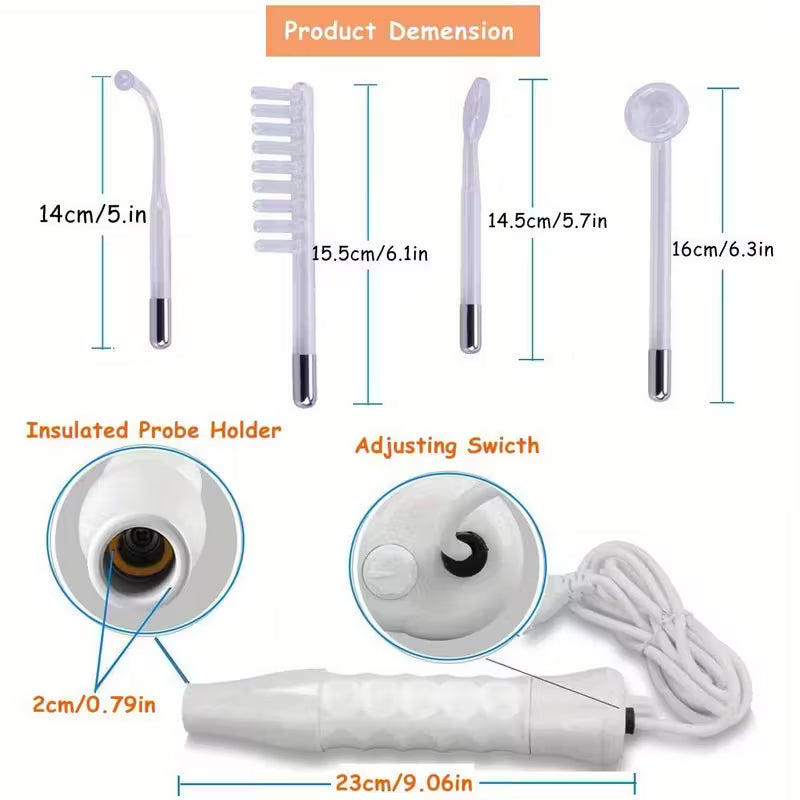 Portable 4-in-1 Facial & Body Care Wand with Neon Light Therapy – Handheld Light Beige Skincare & Massage Device