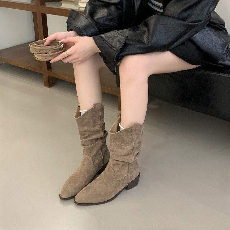 Womens Stylish British-style Chunky-heel Ankle Boots