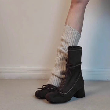 French-style Chunky-heel Womens Boots With A Side Zipper For A Slimming Versatile Look