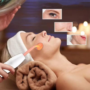 Portable 4-in-1 Facial & Body Care Wand with Neon Light Therapy – Handheld Light Beige Skincare & Massage Device